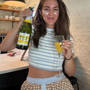 Blue & white striped baby tee